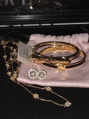 Kate Spade Gold-Tone Necklace, Earrings And 2 Bangle Bracelet Set